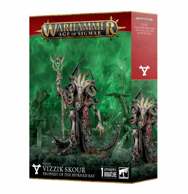 SKAVEN:  VIZZIK SKOUR PROPHET HORNED RAT