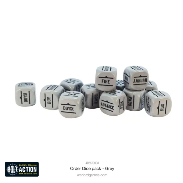 Bolt Action:  Orders Dice Pack - Grey - Imagen 2