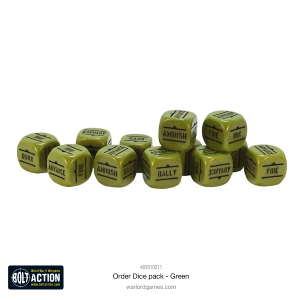 Bolt Action:  Orders Dice Pack - Green - Imagen 2