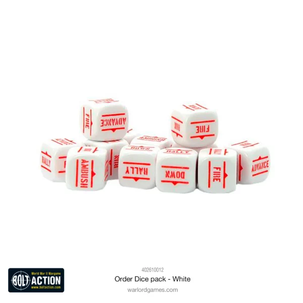 Bolt Action:  Orders Dice Pack - White - Imagen 2
