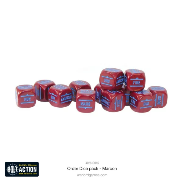 Bolt Action:  Orders Dice Pack - Maroon - Imagen 2
